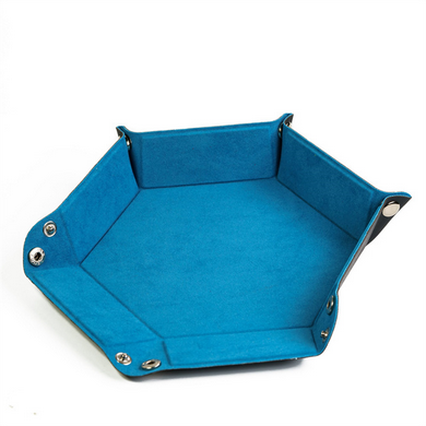 Leatherette & Velvet Dice Tray (Blue Hex)