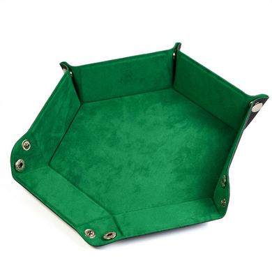 Leatherette & Velvet Dice Tray (Emerald Green)