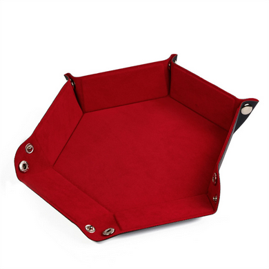 Leatherette & Velvet Dice Tray (Red Hex)